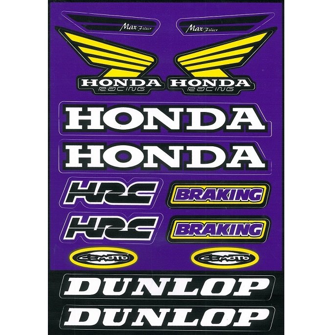 Stickerset Honda ROOD - GROOT VEL: 21x30cm